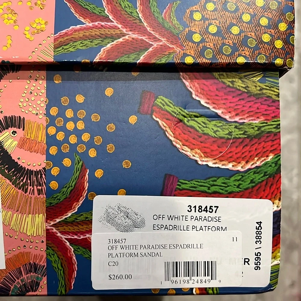 FARM Rio Paradise Bead Embellished Espadrille Platform Shoes Size 11 NWT+DustBag